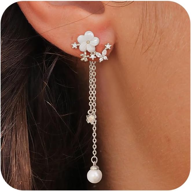 SELFROSE Store Gold Dangle Earrings for Women,Prom Jewelry Dainty Earring 14K Gold Plated Drop Earrings for Women Trendy Hypoallergenic CZ Dangling Earring - Image 1